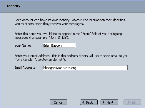 Identity screen
